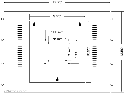 RM-SX17T industrial LCD TV monitor back view drawing