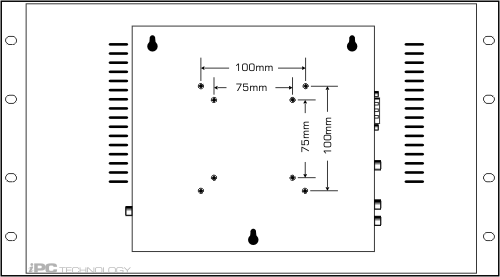 RM-WX17T wide screen industrial LCD TV monitor back view drawing