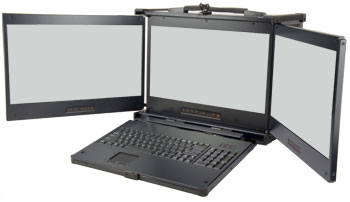 Rugged portable computer with multi-core CPU, PCI-X and PCI-Express slots,  built-in 17 inch LCD screen. MPC-1700 lunchbox portable computer product  overview.