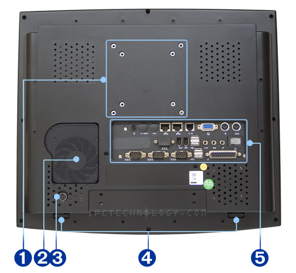 touch screen pc, panel pc PPC-1000 back view