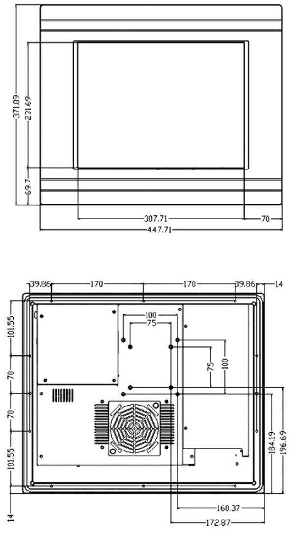 open frame panel PC PPC-100 drawings