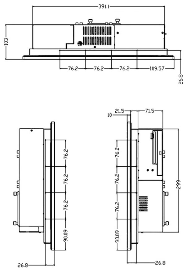 open frame panel PC PPC-100 drawings