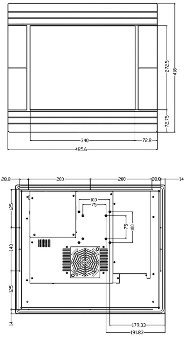 open frame panel PC PPC-100 drawings