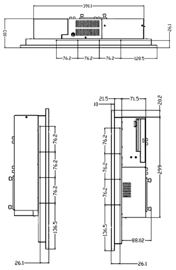 open frame panel PC PPC-100 drawings