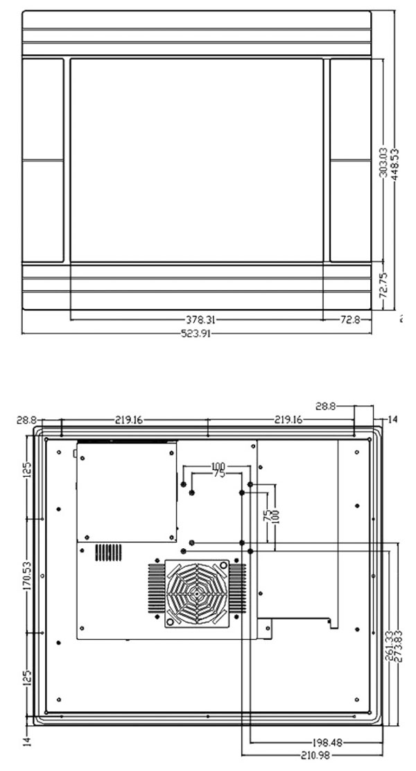 open frame panel PC PPC-100 drawings