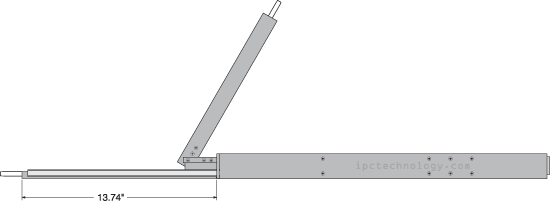 dual rail DMK580 8-port KVM switch rack console mechanical drawing with keyboard extended