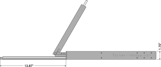 SMK-480WX17 KVM console with 8-port KVM switch, widescreen 17 inch LCD monitor mechanical drawing