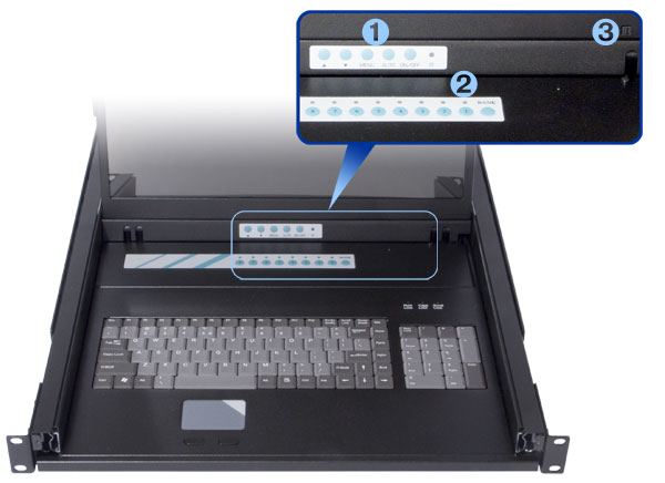 keyboard monitor switch SMK-580S19 with 19 inch LCD monitor and 8-port keyboard monitor mouse switches