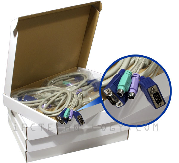 rack console KVM switch DMK590 with rackmount LCD monitor, keyboard, mouse, and 16-port KVM switch. KVM cables