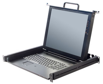 17 inch SXGA industrial LCD monitor keyboard in a rack mount slide-ouit drawer