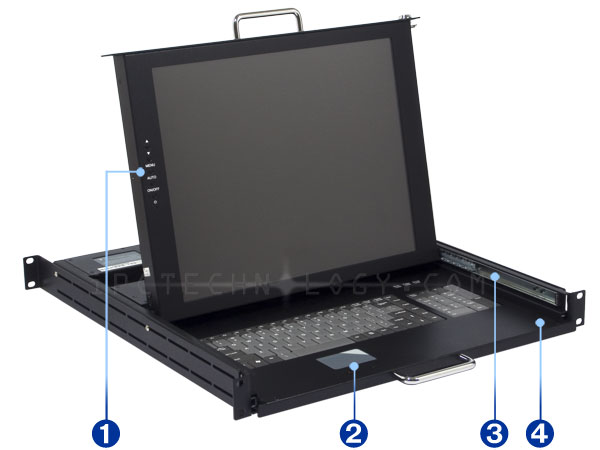 dual rail monitor keyboard rack console DMK-520 with LCD monitor keyboard drawer