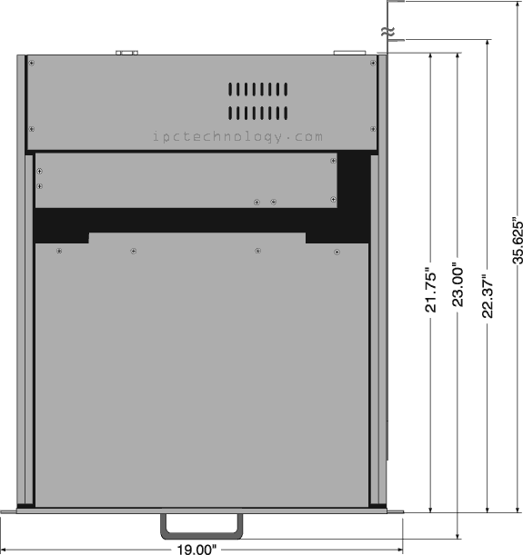 USB keyboard mouse server LCD console top side dimensional drawing