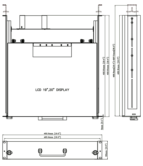 high resolution industrial LCD monitor keyboard drawer