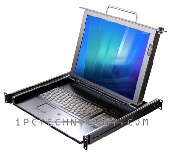17 inch SXGA industrial LCD monitor keyboard in a rack mount slide-ouit drawer