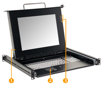 industrial LCD monitor keyboard pull-out drawer