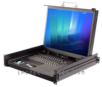 flat panel monitor console kit with 20 inch flod-down LCD and slide-out keyboard tray